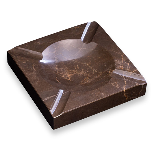 Bey-Berk Marble 4-Cigar Ashtray - Amber Emperador - Exterior Front