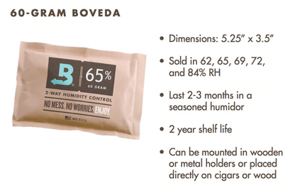 Boveda 65% RH Humidity 12-Pack, Large 60 gram (BV-HDF-65-12PK-60G)