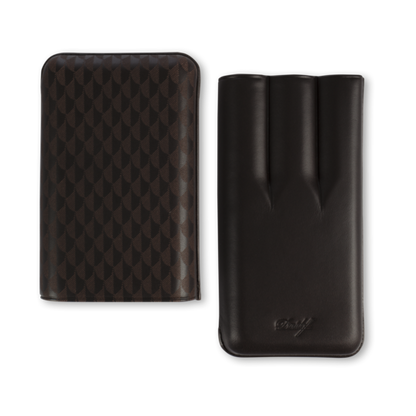 Davidoff Curing Leather Soft Cigar Cases - Brown 3-Finger XL - Case when Opened