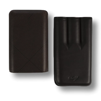 Davidoff Leaf Leather Soft Cigar Cases - Brown 3-Finger XL - Case when opened