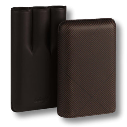 Davidoff Leaf Leather Soft Cigar Cases - Brown 3-Finger XL - Case when opened right facing