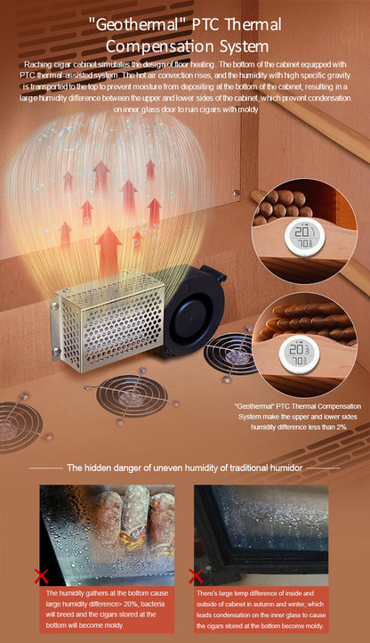 Raching C150A Climate Control Black Wood 400-Cigar Electric Humidor Specifications