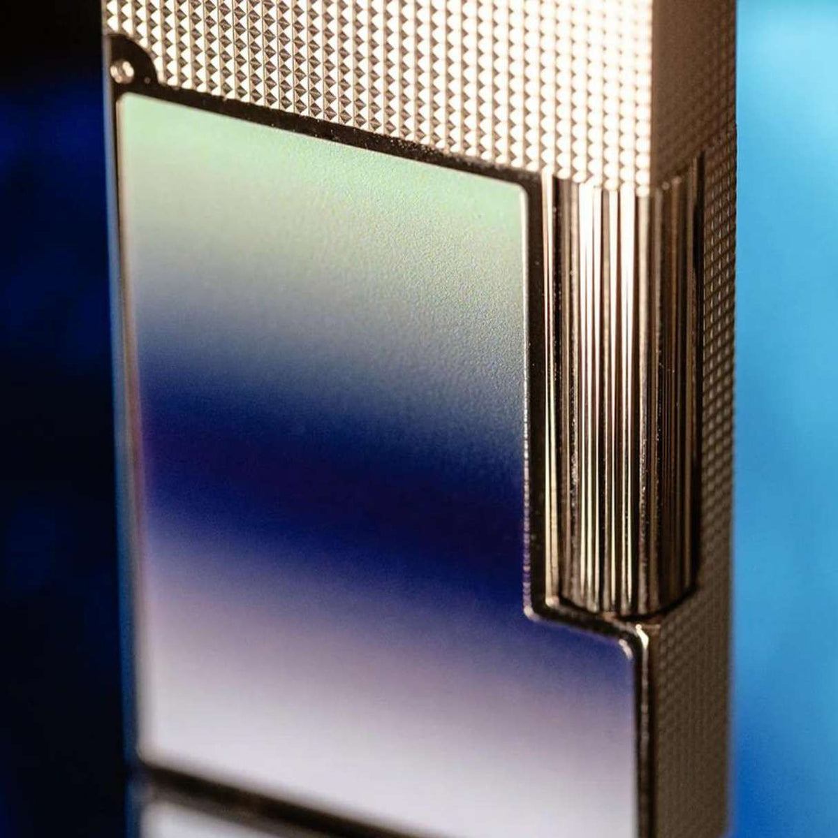 S.T. Dupont Gradient Line 2 Perfect Ping Double Soft Flame Cigar Lighter - Blue Lacquer with Palladium -  Details