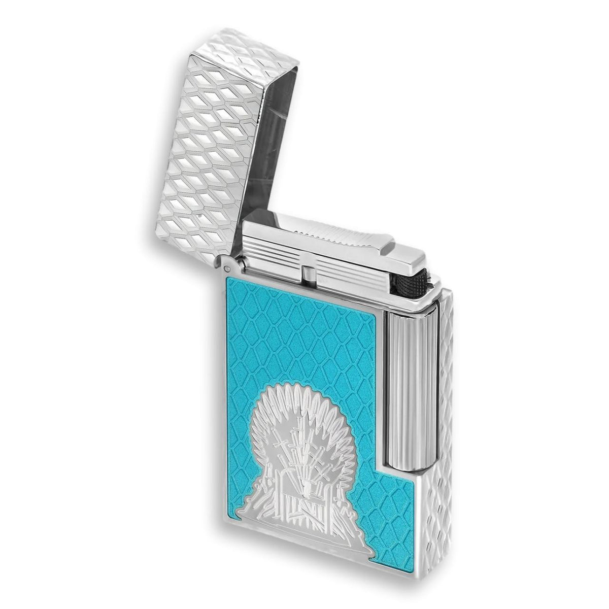 S.T. Dupont Game of Thrones Ice Line 2 Double Soft Flame Cigar Lighter - Lid Flipped Open