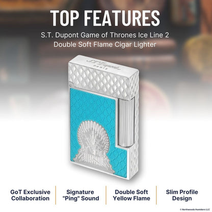 S.T. Dupont Game of Thrones Ice Line 2 Double Soft Flame Cigar Lighter - Top Features