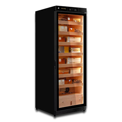 Raching C380A Climate Control Black Wood 1,500-Cigar Electric Humidor - Canada Cedar Shelving Main Image