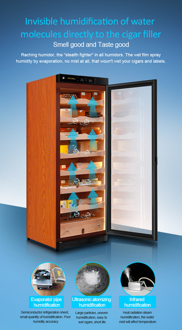 Raching C380A Climate Control Black Wood 1,500-Cigar Electric Humidor Main Image Specifications