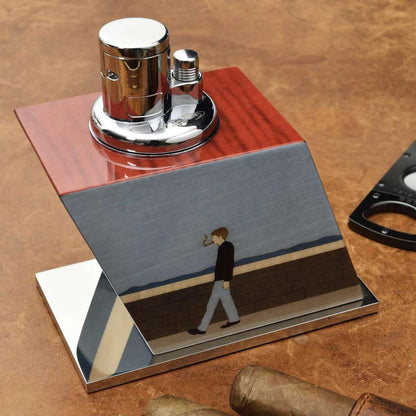 Elie Bleu Small Casa Cubana Torch Flame Triple Jet Tabletop Cigar Lighter - Backside Right Facing