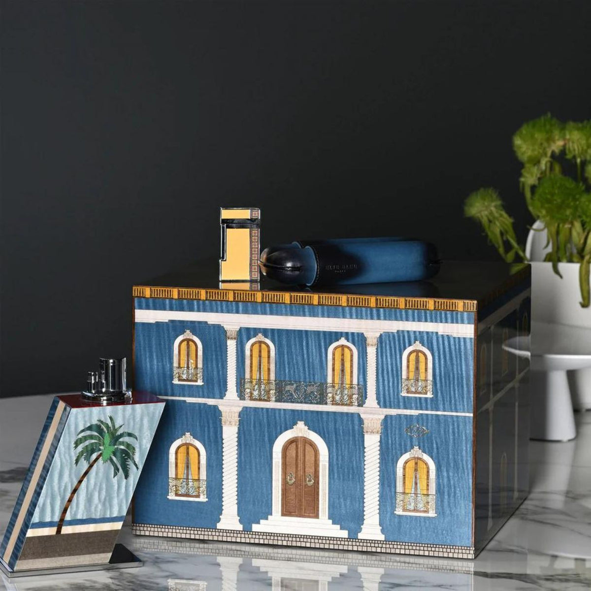 Elie Bleu Casa Cubana Blue Palacio 110-Cigar Desktop Humidor - Collection -2 