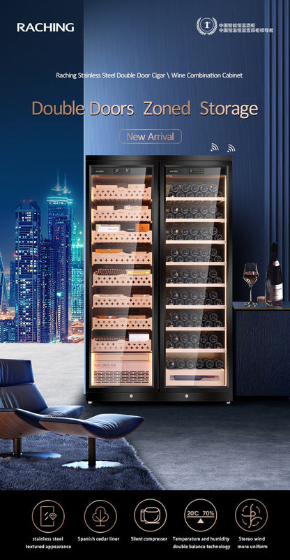 Raching CD1200 Climate Control Stainless Steel Double Door 3,200-Cigar Electric Humidor Specifications
