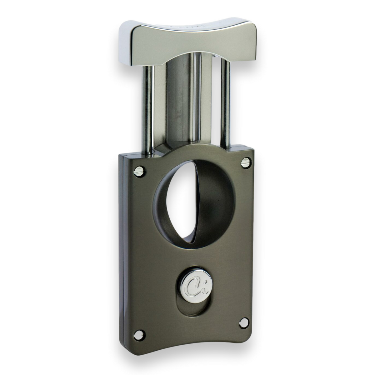 Caseti Wedge V-Cut Cigar Cutter - Gunmetal - Exterior Front Open
