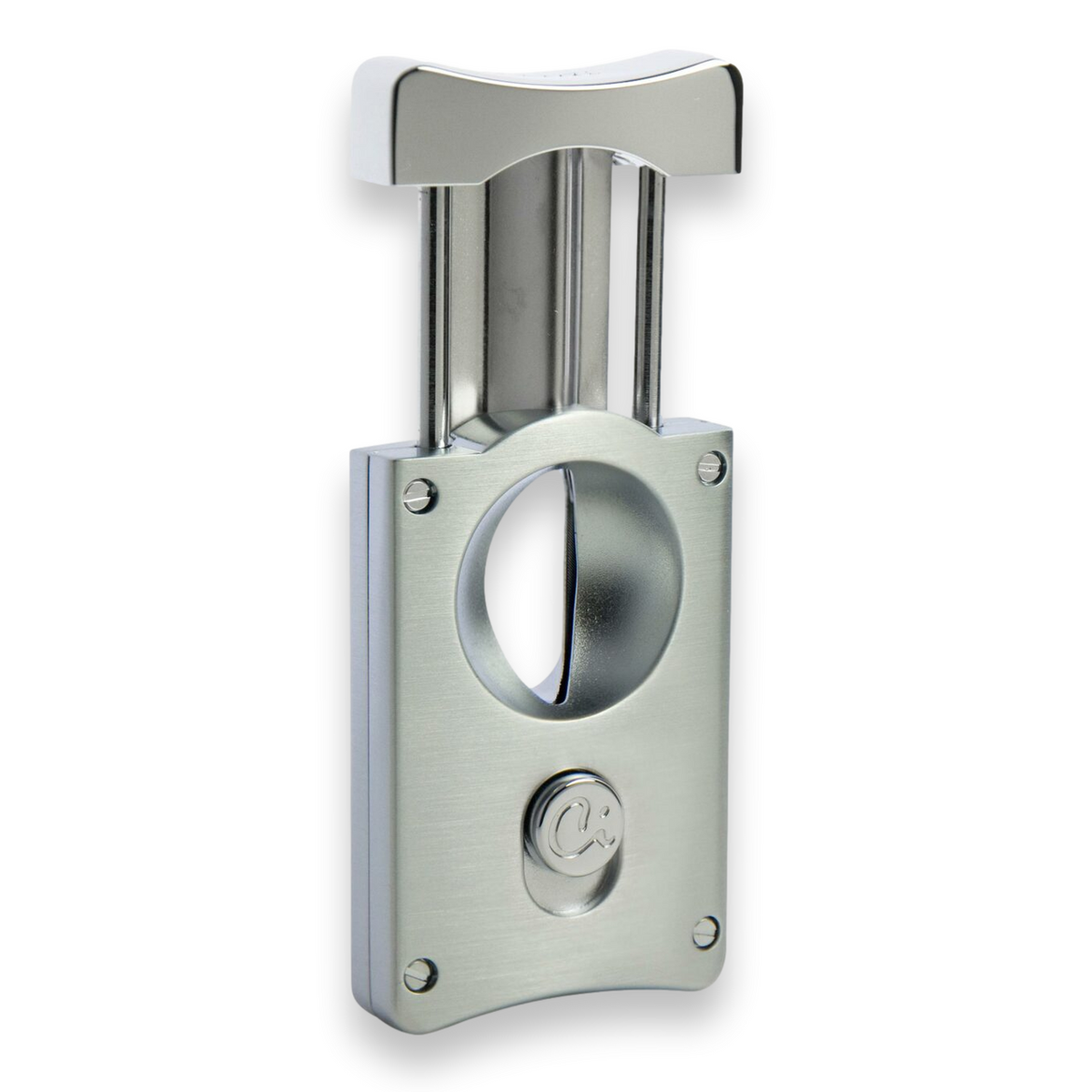 Caseti Wedge V-Cut Cigar Cutter - Satin Chrome - Exterior Front Open