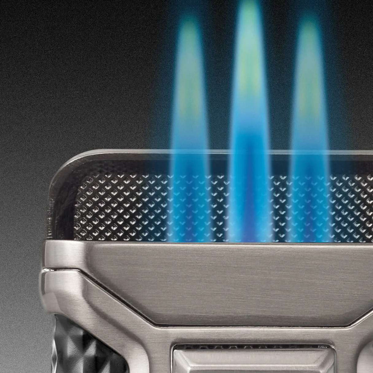 Colibri Ascari Torch Flame Triple Jet Cigar Lighter - Gunmetal and Black - Detailed Flame
