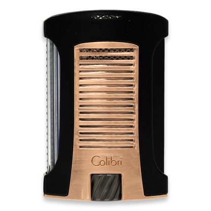 Colibri Daytona Torch Flame Single Jet Cigar Lighter - Black and Rose Gold - Exterior Front