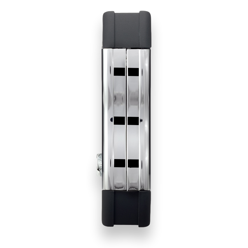 Colibri SV-Cut Cigar Cutter with Straight and V-Cut - Chrome and Black - Exterior Side