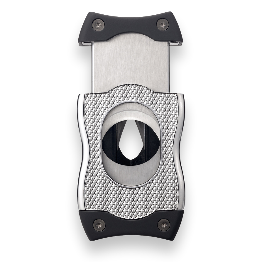 Colibri SV-Cut Cigar Cutter with Straight and V-Cut - Chrome and Black - Interior V-Cut