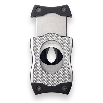 Colibri SV-Cut Cigar Cutter with Straight and V-Cut - Chrome and Black - Interior V-Cut