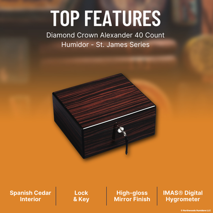 Diamond Crown Alexander 40 Count Humidor - St. James Series