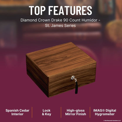 Diamond Crown Drake 90 Count Humidor - St. James Series