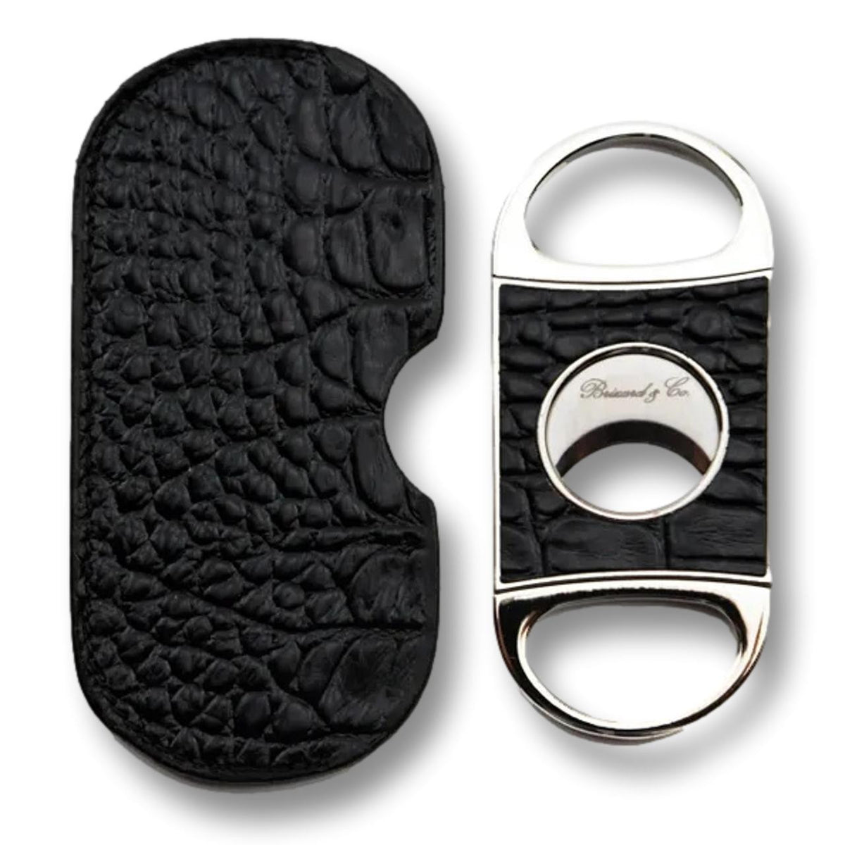 Brizard & Co Double Guillotine Crocodile Black Double Blade Cigar Cutter - Main Image - Front Side