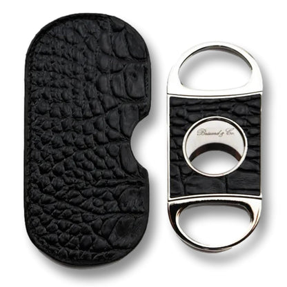 Brizard & Co Double Guillotine Crocodile Black Double Blade Cigar Cutter - Main Image - Front Side