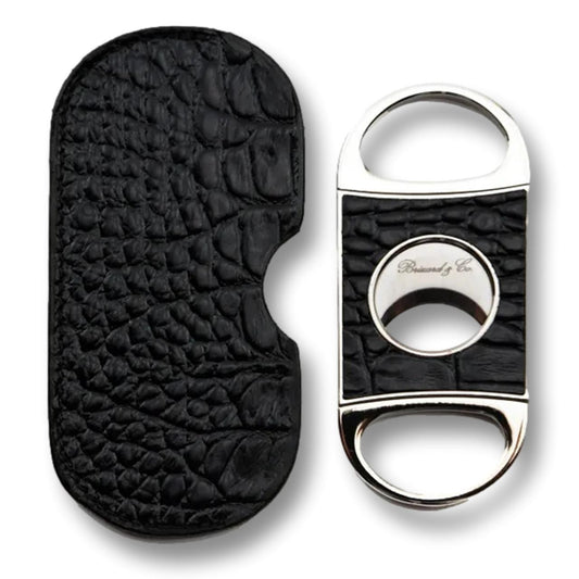 Brizard & Co Double Guillotine Crocodile Black Double Blade Cigar Cutter - Main Image - Front Side