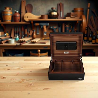 Davidoff Air De Famille Series II Smoked Oak Primos Brilliant 35-Cigar Desktop Humidors - Lifestyle