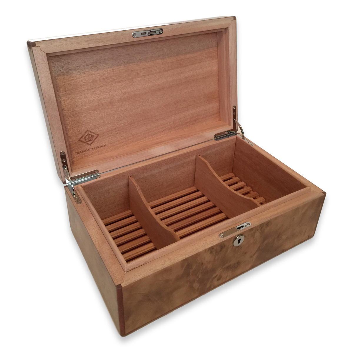 Diamond Crown Wesley 90-Cigar Desktop Humidor - St. James Series (DC-HUM-WESLEY-90) Interior 1