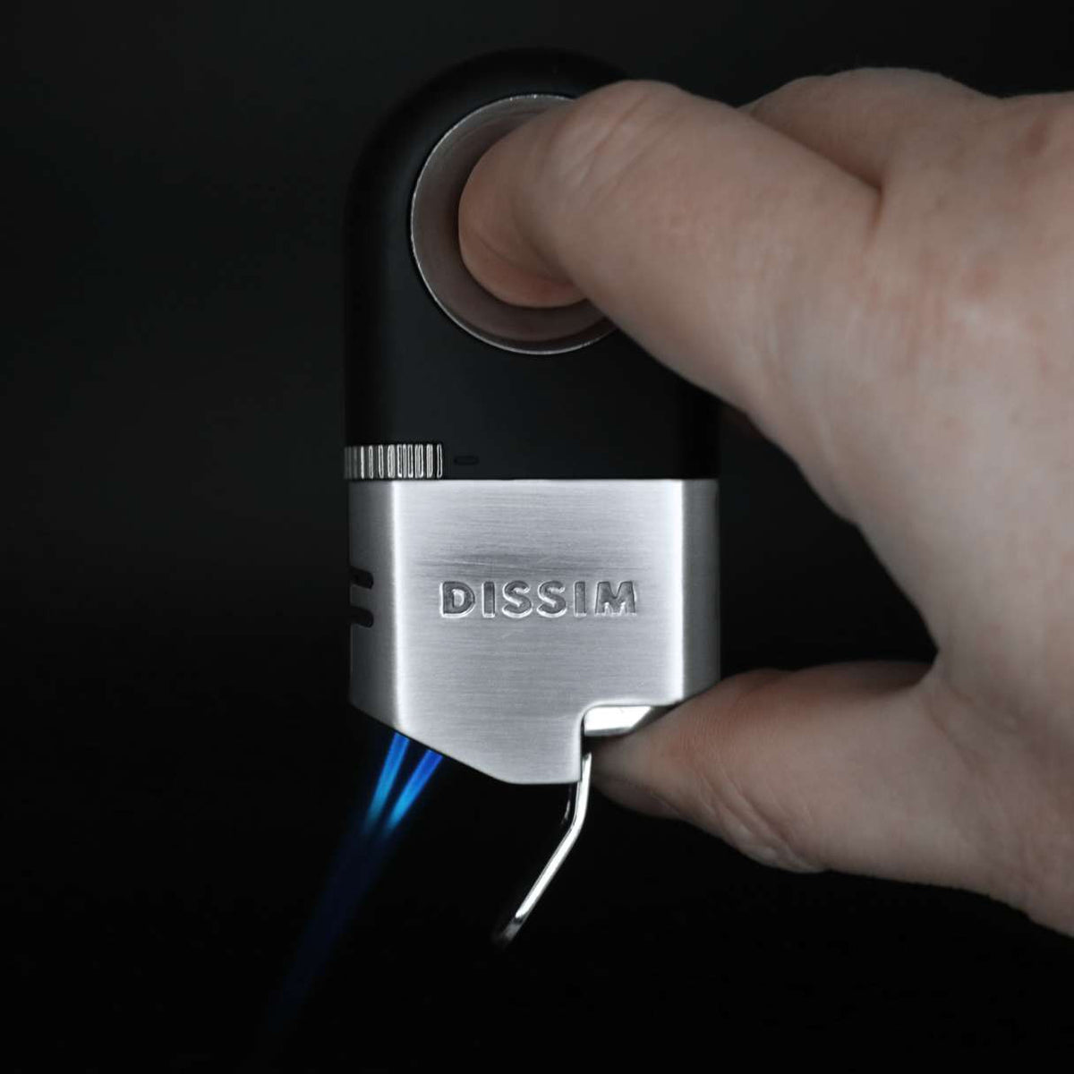 Dissim Executive Inverted Torch Flame Double Jet Cigar Lighter - Silver - Lifestyle