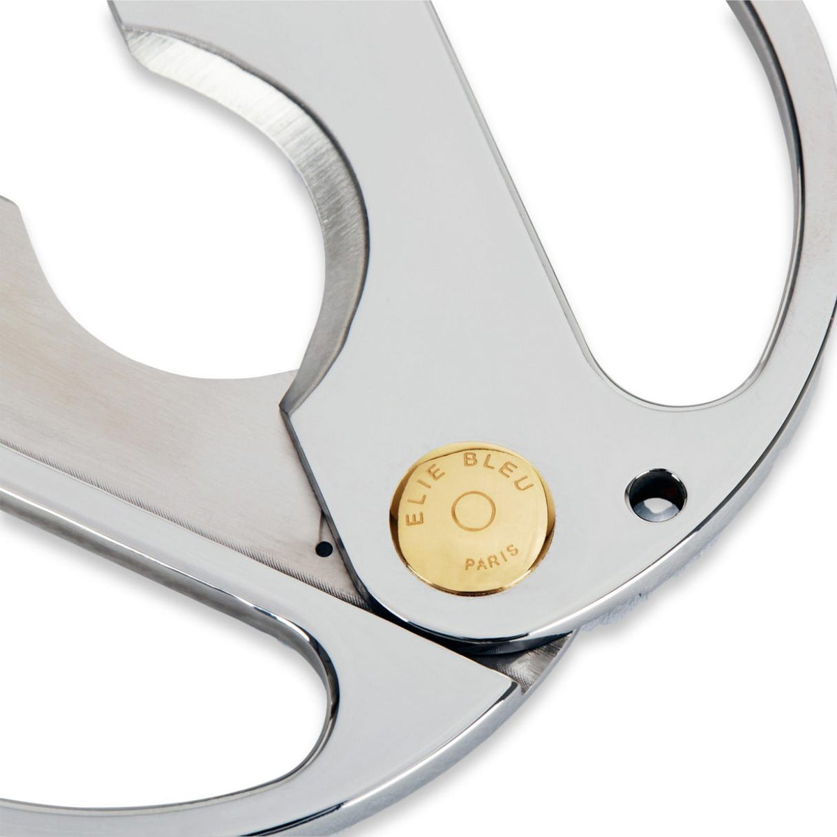 Elie Bleu EBC2 Round Double Blade Cigar Cutters - Silver - Hinge Details