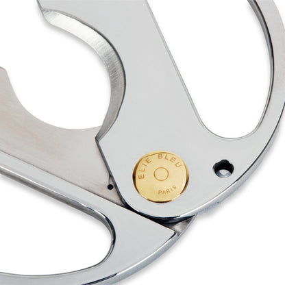 Elie Bleu EBC2 Round Double Blade Cigar Cutters - Silver - Hinge Details