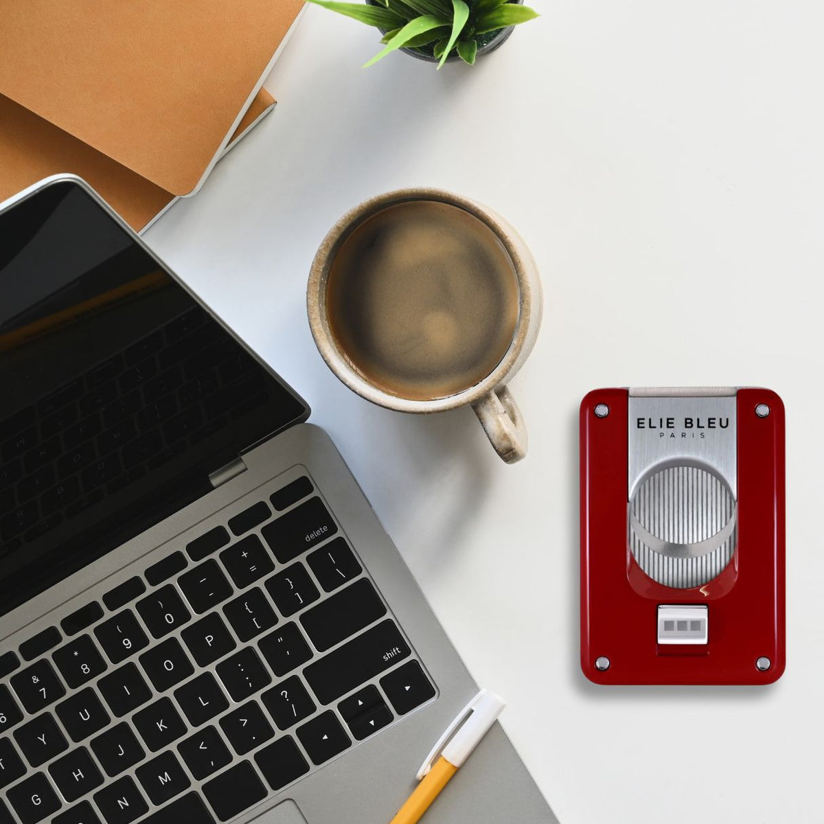 Elie Bleu Lacquer EBC4 Double Blade Cigar Cutters - Red -Flatlay