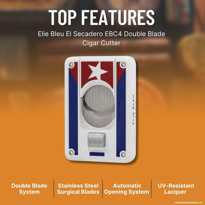Elie Bleu Cuban Flag EBC4 Double Blade Cigar Cutter - Top Features