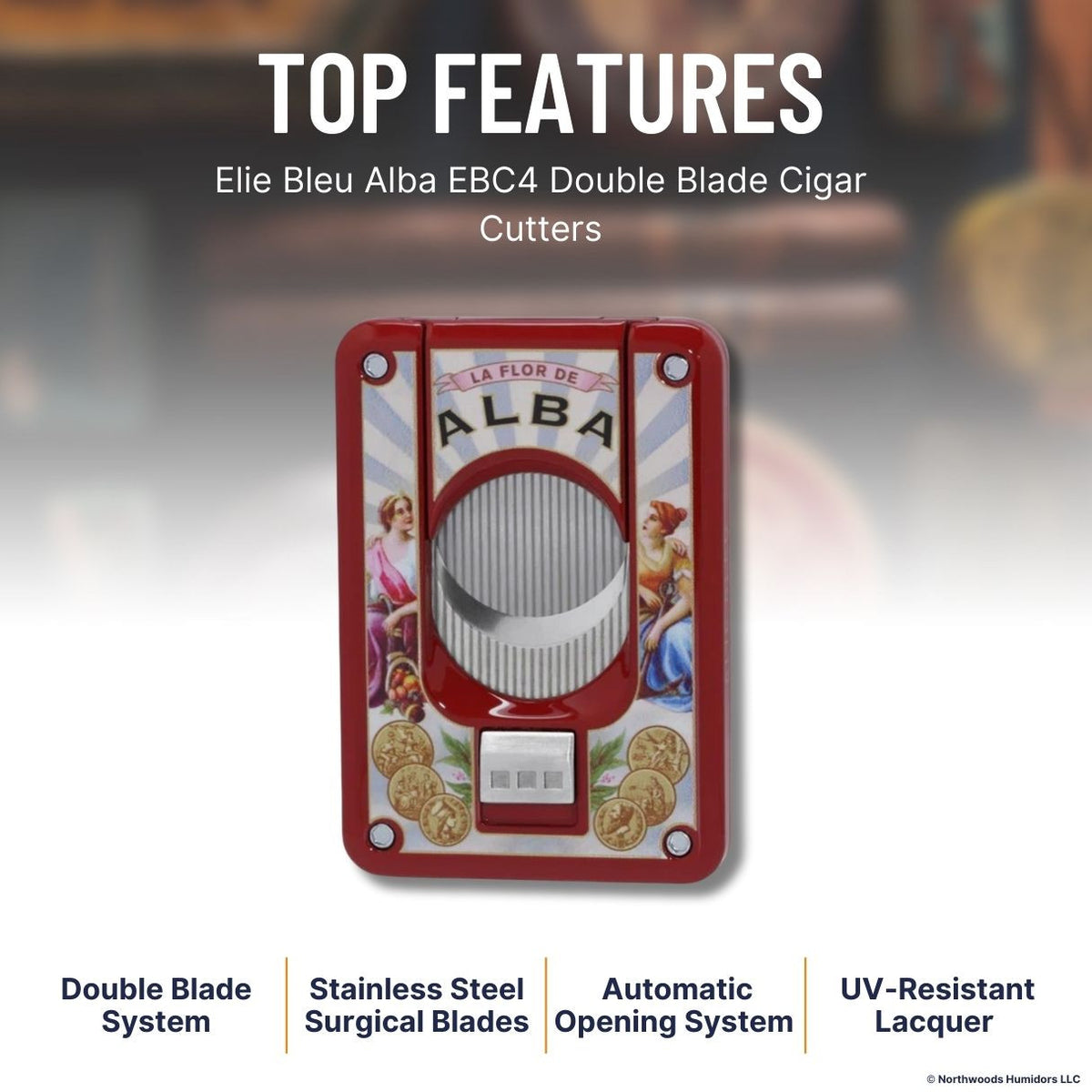 Elie Bleu Alba EBC4 Double Blade Cigar Cutters - Top Features