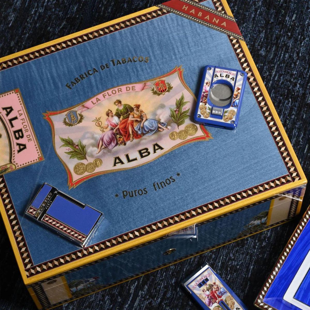 Elie Bleu Alba EBC4 Double Blade Cigar Cutters - Blue - Collection 2