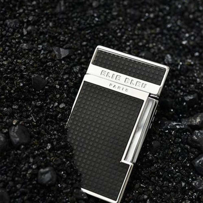 Elie Bleu Two-Tone J-14 Torch Flame Single Jet Cigar Lighter - Black Grid - Main Image -Lifestyle image -1
