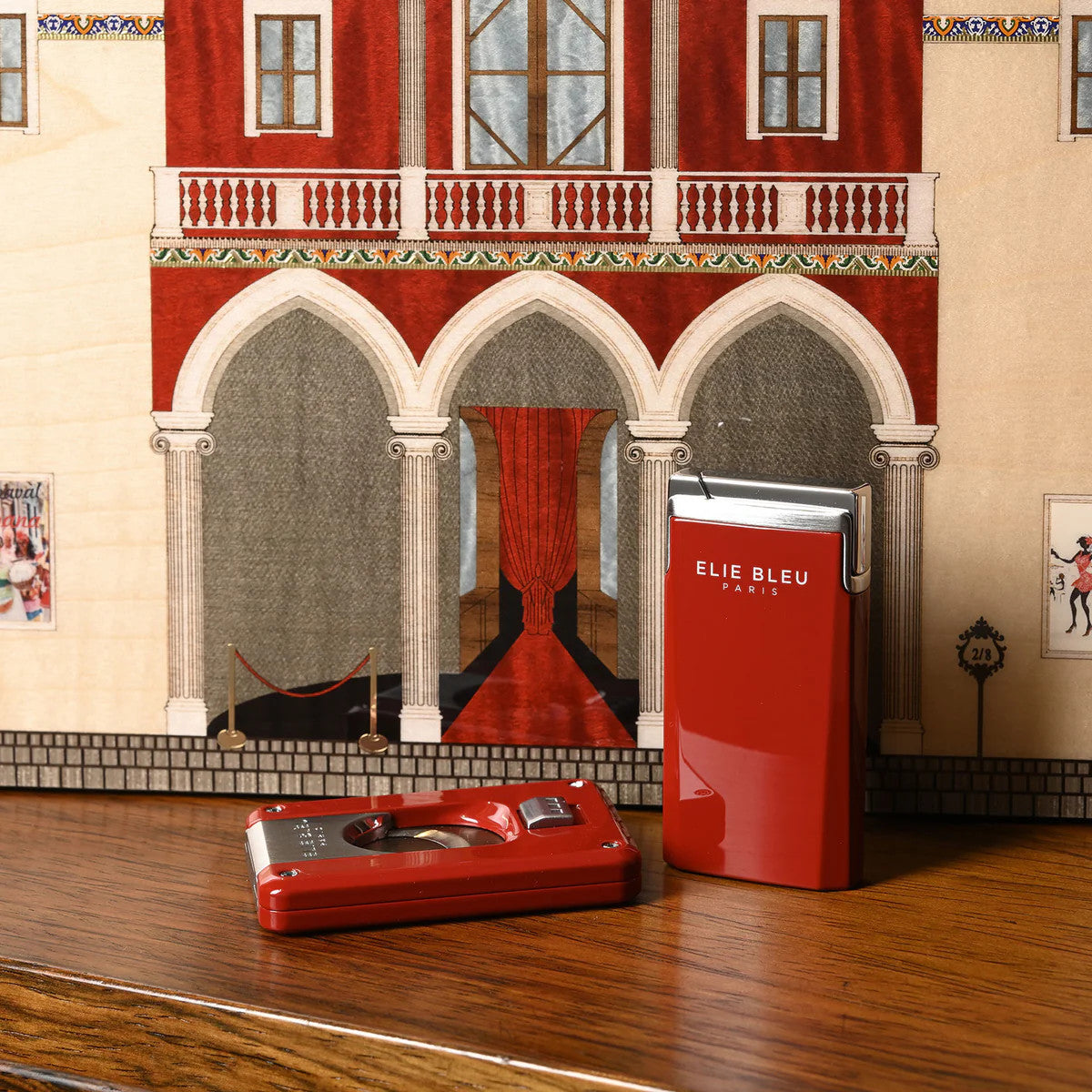 Elie Bleu Lacquer J-15 Torch Flame Single Jet Cigar Lighter - Red - Lifestyle