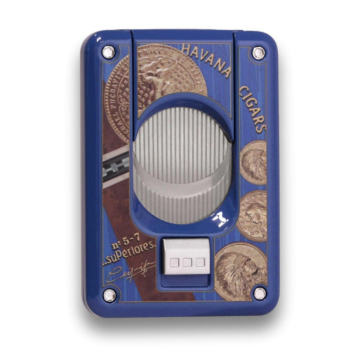 Elie Bleu Medals EBC4 Double Blade Cigar Cutters - Blue - Main Image - Front Side