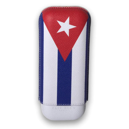 Elie Bleu Cubana Flag Leather 2-Finger Soft Cigar Case - Main Image - Front Side