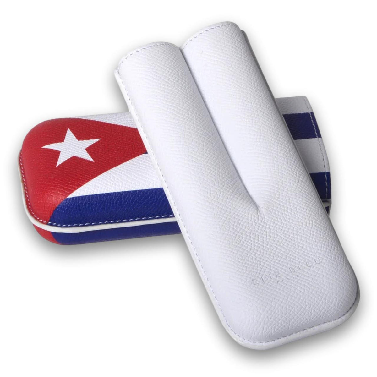 Elie Bleu Cubana Flag Leather 2-Finger Soft Cigar Case - Interior Details