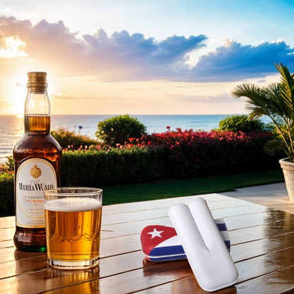 Elie Bleu Cubana Flag Leather 2-Finger Soft Cigar Case -  Lifestyle