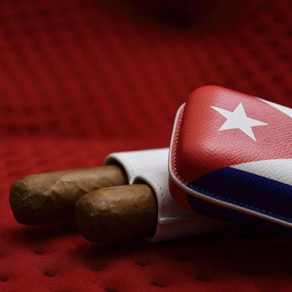 Elie Bleu Cubana Flag Leather 2-Finger Soft Cigar Case - Design & Interior Details