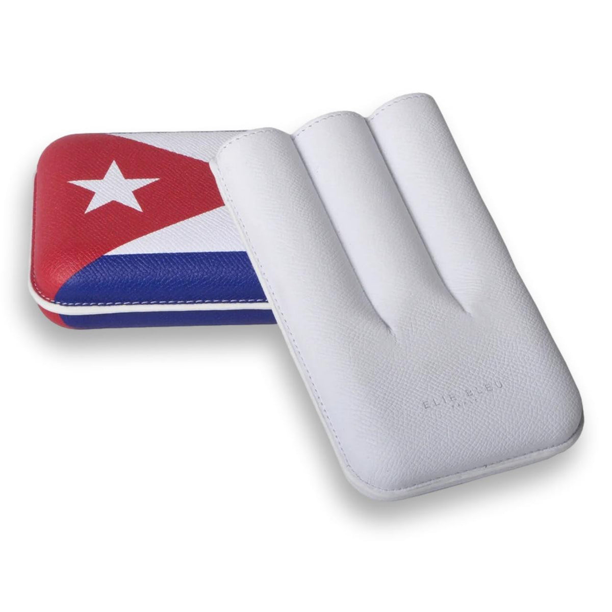 Elie Bleu Cubana Flag Leather 3-Finger Soft Cigar Case - Interior Details