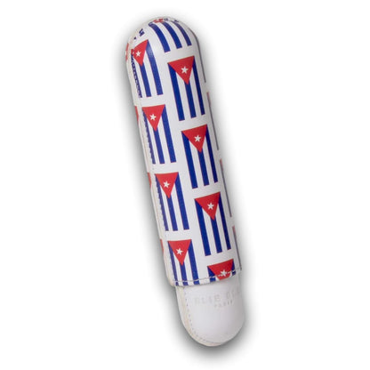 Elie Bleu Small Cubana Flags Leather 1-Finger Soft Cigar Case - Main Image