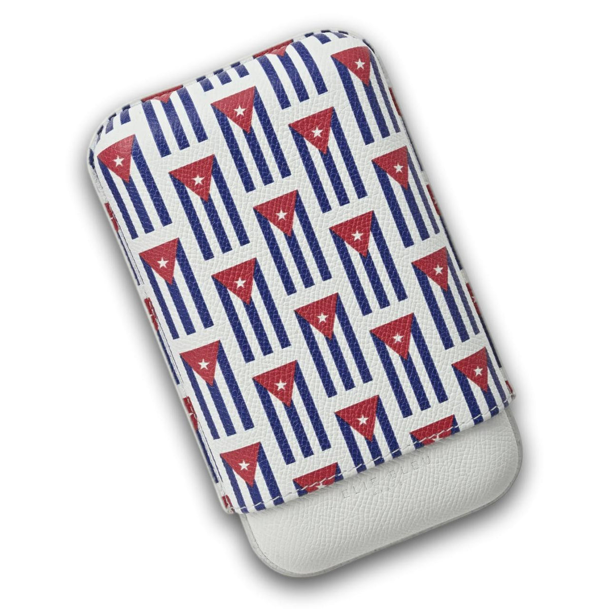 Elie Bleu Small Cubana Flags Leather 3-Finger Soft Cigar Case - Main Image