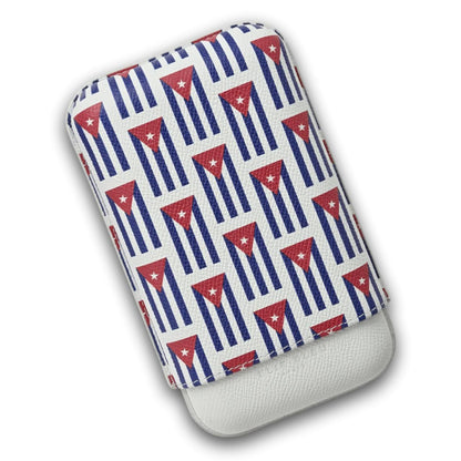 Elie Bleu Small Cubana Flags Leather 3-Finger Soft Cigar Case - Main Image