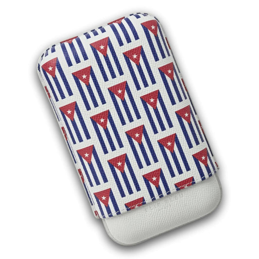 Elie Bleu Small Cubana Flags Leather 3-Finger Soft Cigar Case - Main Image