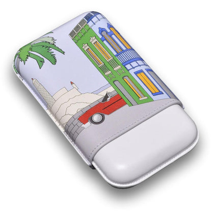Elie Bleu Casa Cubana Leather 3-Finger Soft Cigar Case - Back Side