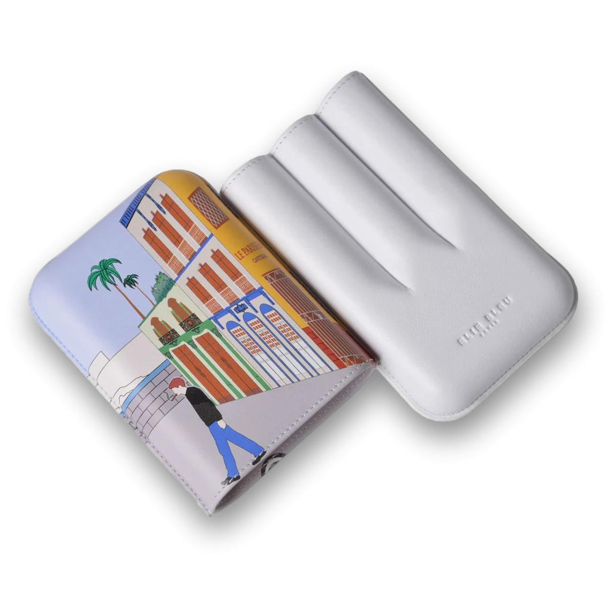 Elie Bleu Casa Cubana Le Parisien Leather 3-Finger Soft Cigar Case - Interior Details