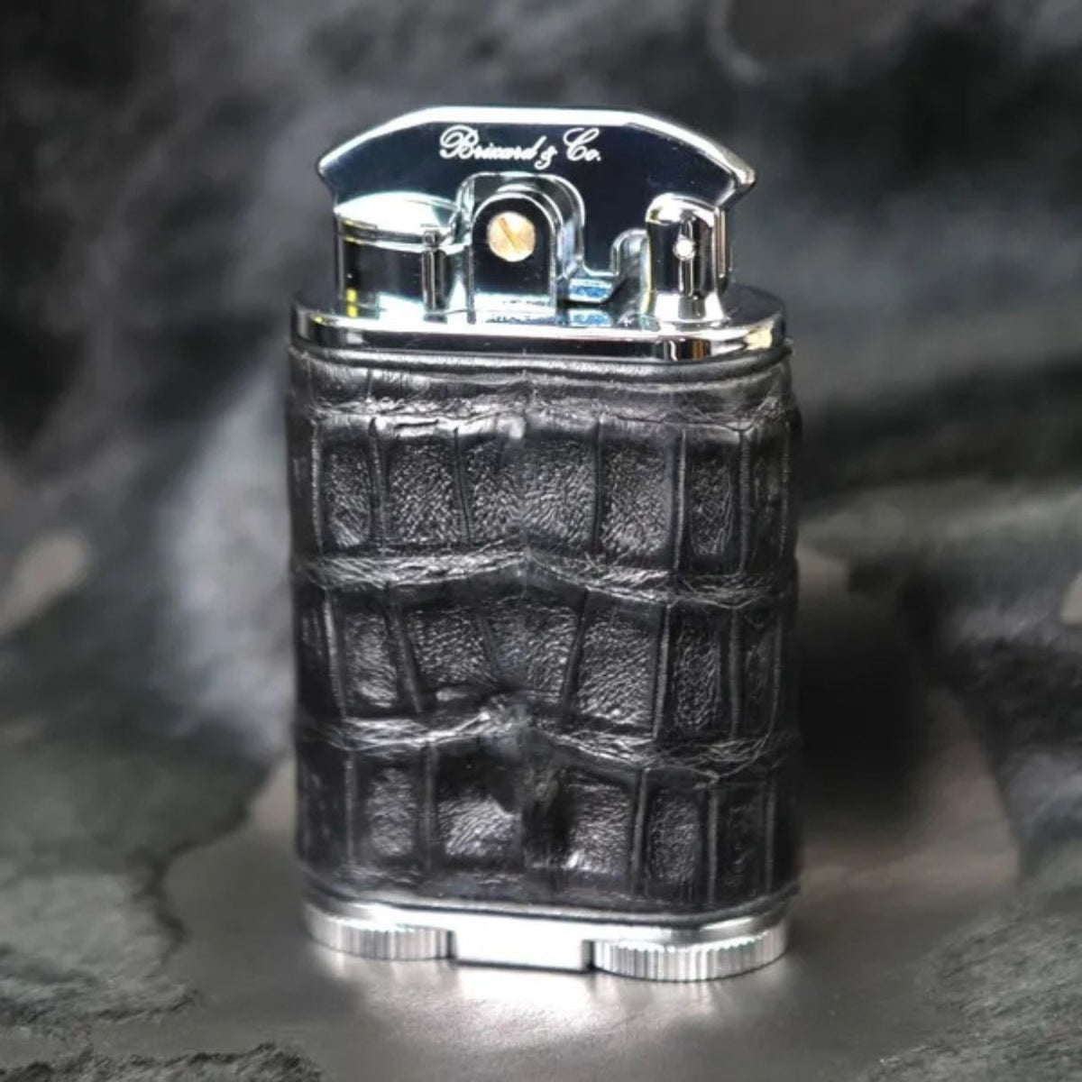 Brizard & Co Crocodile Black Gatsby Torch Flame Triple Jet Tabletop Cigar Lighter -  Front Side